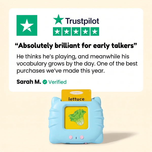 Trustpilot 5-star review: Absolutely brilliant for early talkers - Sarah M., Verified